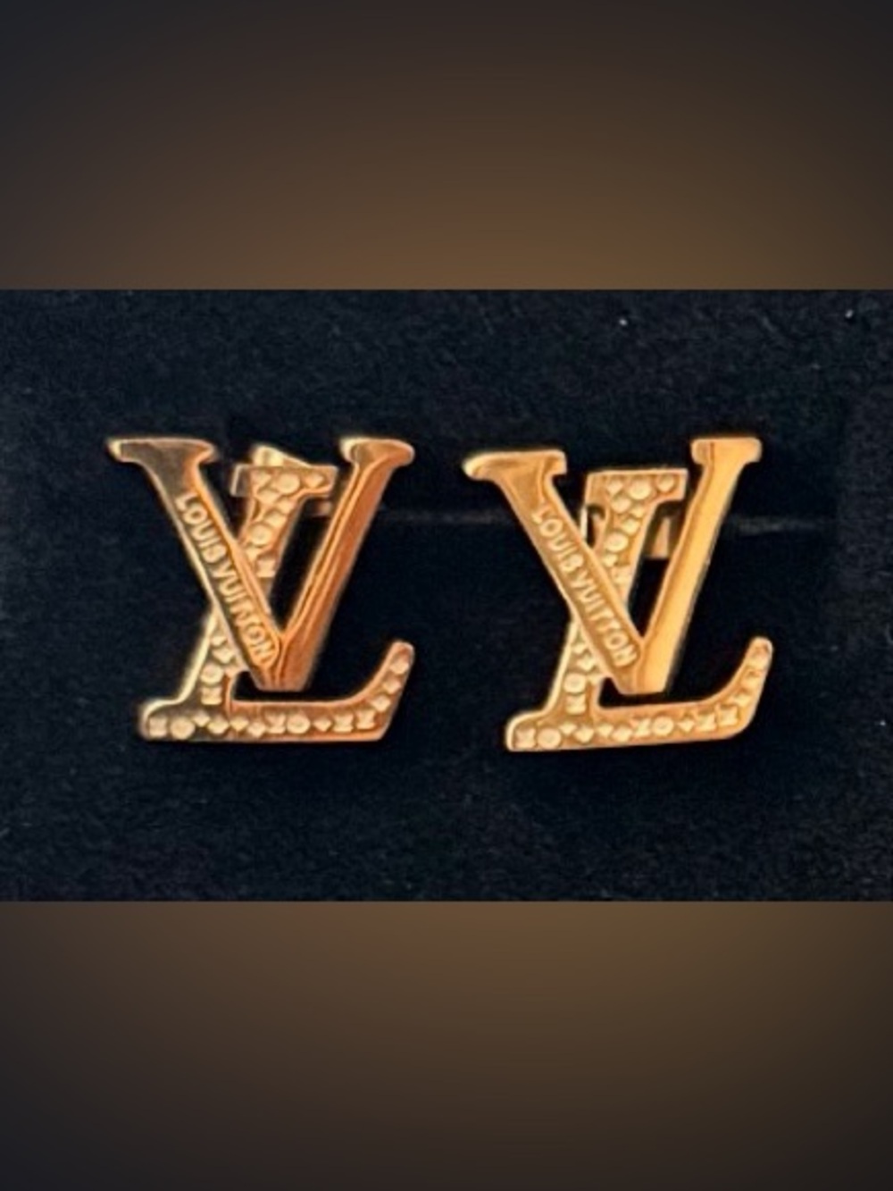 Fashion Stainless Steel Gold LV Monogram Stud Earrings